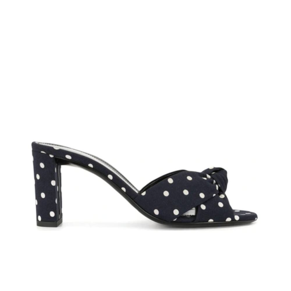 Saint Laurent 39 Bianca Knot Mules Yves Saint Laurent YSL polka dot sandals heel - Picture 2 of 12